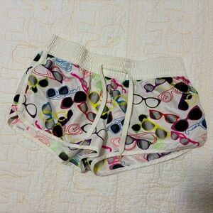 OP Women’s White Shorts with Multicolor Sunglasses Print
